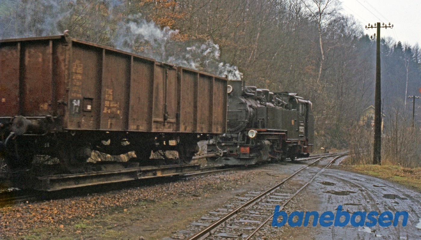 Godstog med overføringsvogne for normalsporsmateriel Godstog med overføringsvogne for normalsporsmateriel