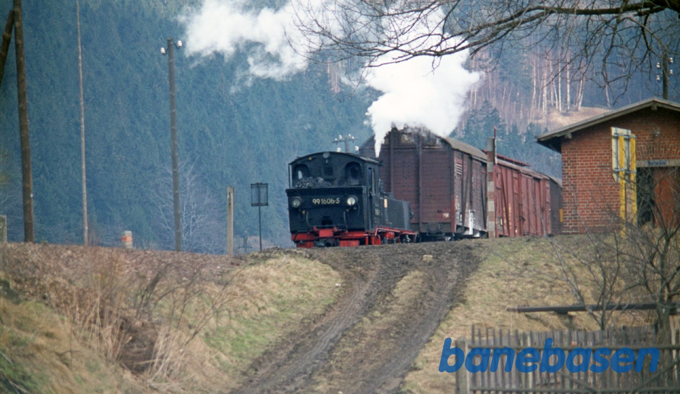 Toget holder ved et trinbræt et sted på banen Toget holder ved et trinbræt et sted på banen