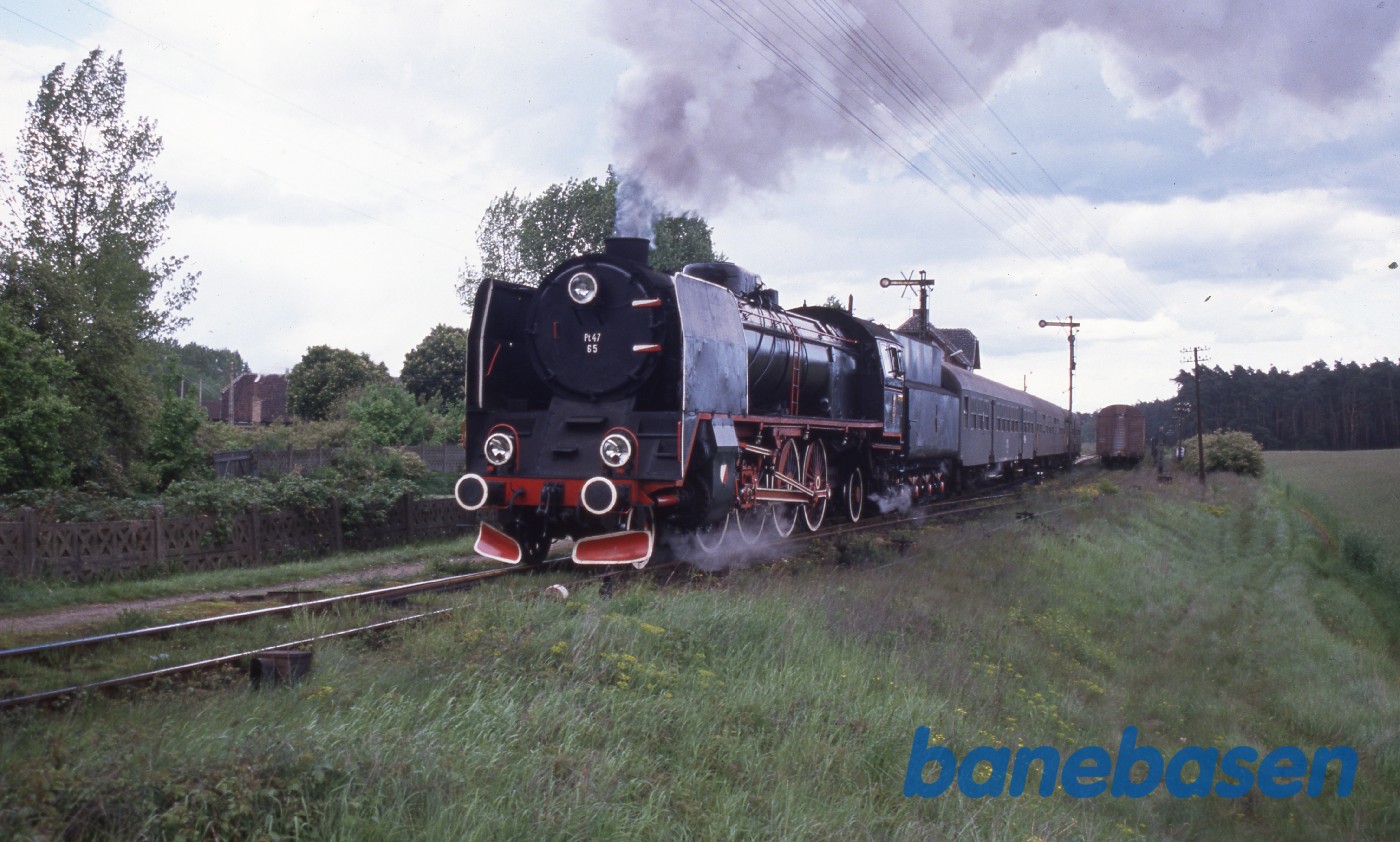 Et persontog kører ud af en station og ud på en strækning i nærheden af Wolsztyn Et persontog kører ud af en station og ud på en strækning i nærheden af Wolsztyn