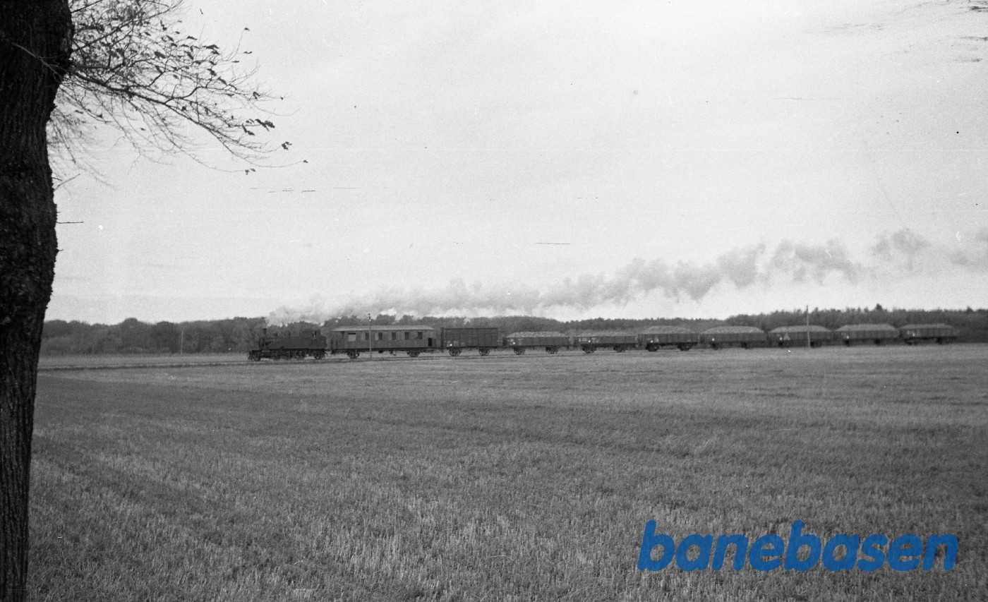 Damplokomotiv nr. 14 med godstog til Odense, kort efter Ladby Damplokomotiv nr. 14 med godstog til Odense, kort efter Ladby