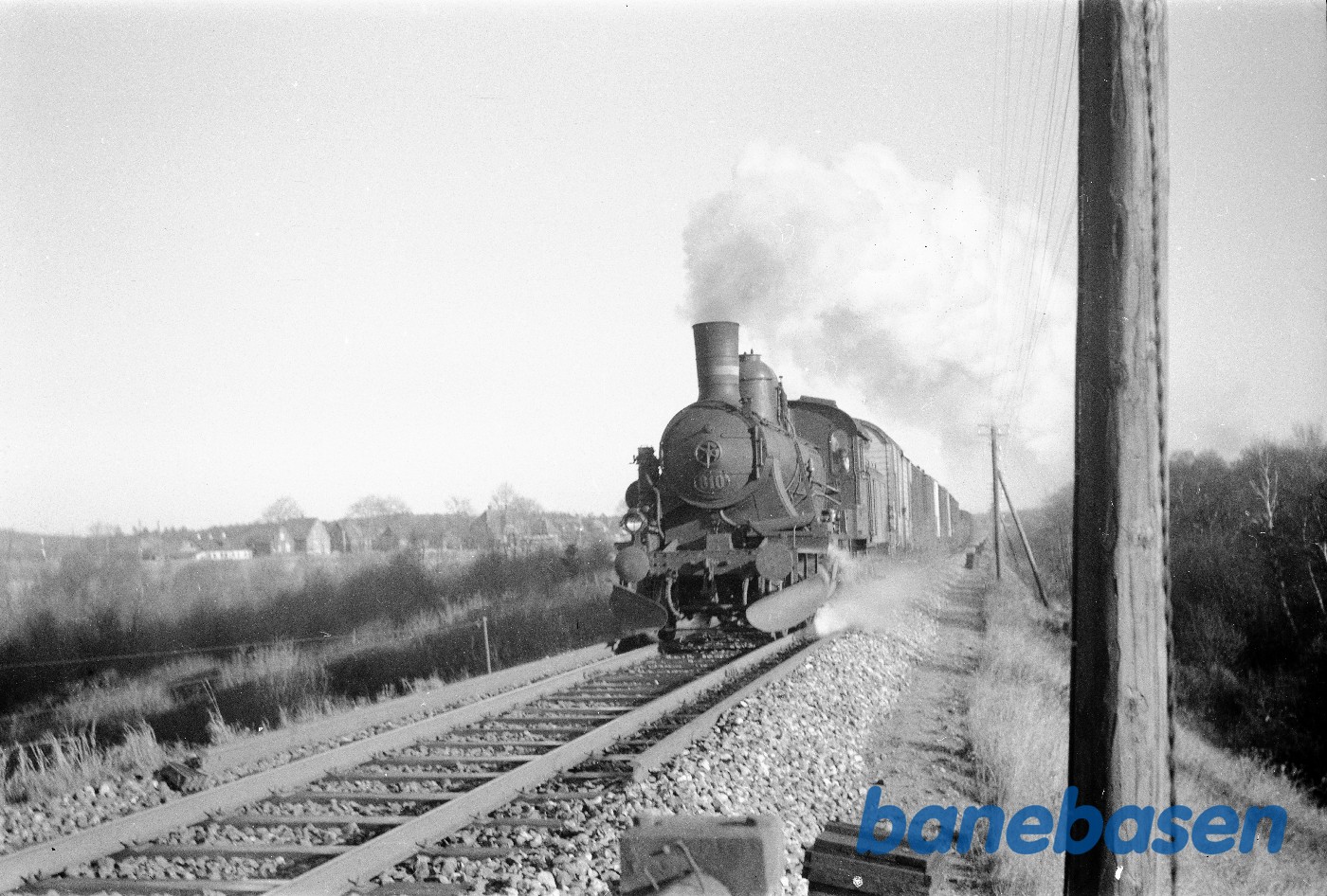 Ved Lysbro ved Silkeborg på vej mod Funder med godstog forår 1954 Ved Lysbro ved Silkeborg på vej mod Funder med godstog forår 1954