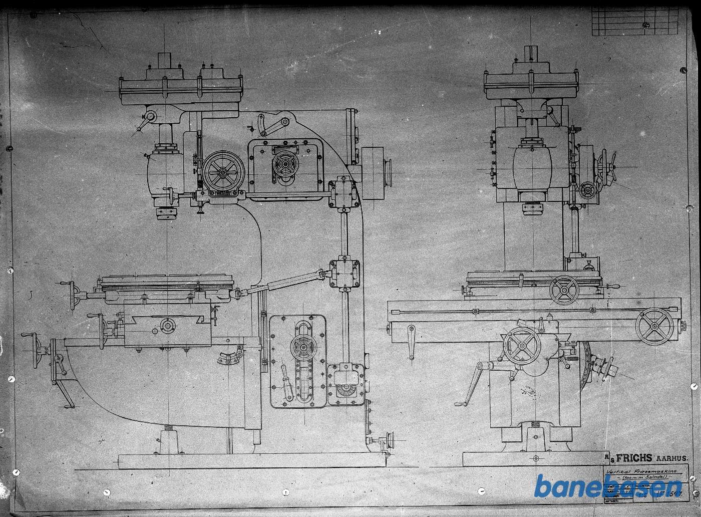 Tegning af vertikal fræsemaskine. Tegning dateret 14-04-17 Tegning af vertikal fræsemaskine. Tegning dateret 14-04-17