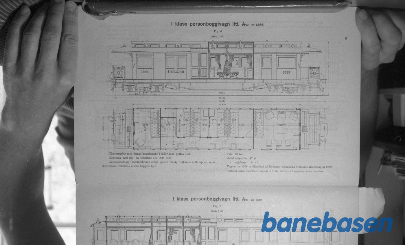 Tegning.Svenske Jernbanevogne Tegning.Svenske Jernbanevogne