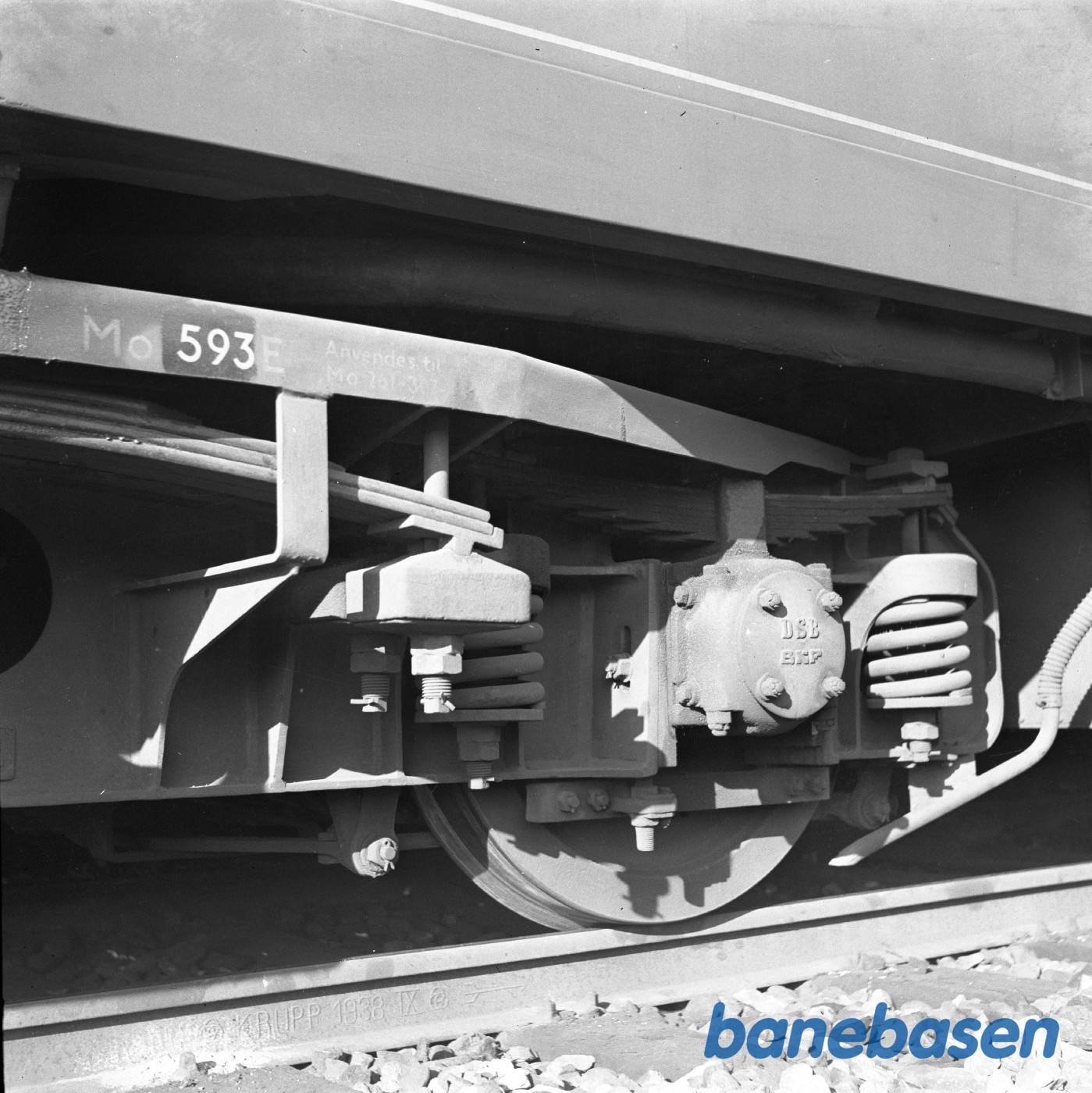 Motorvogn MO 593. Bogiedetaljer Motorvogn MO 593. Bogiedetaljer
