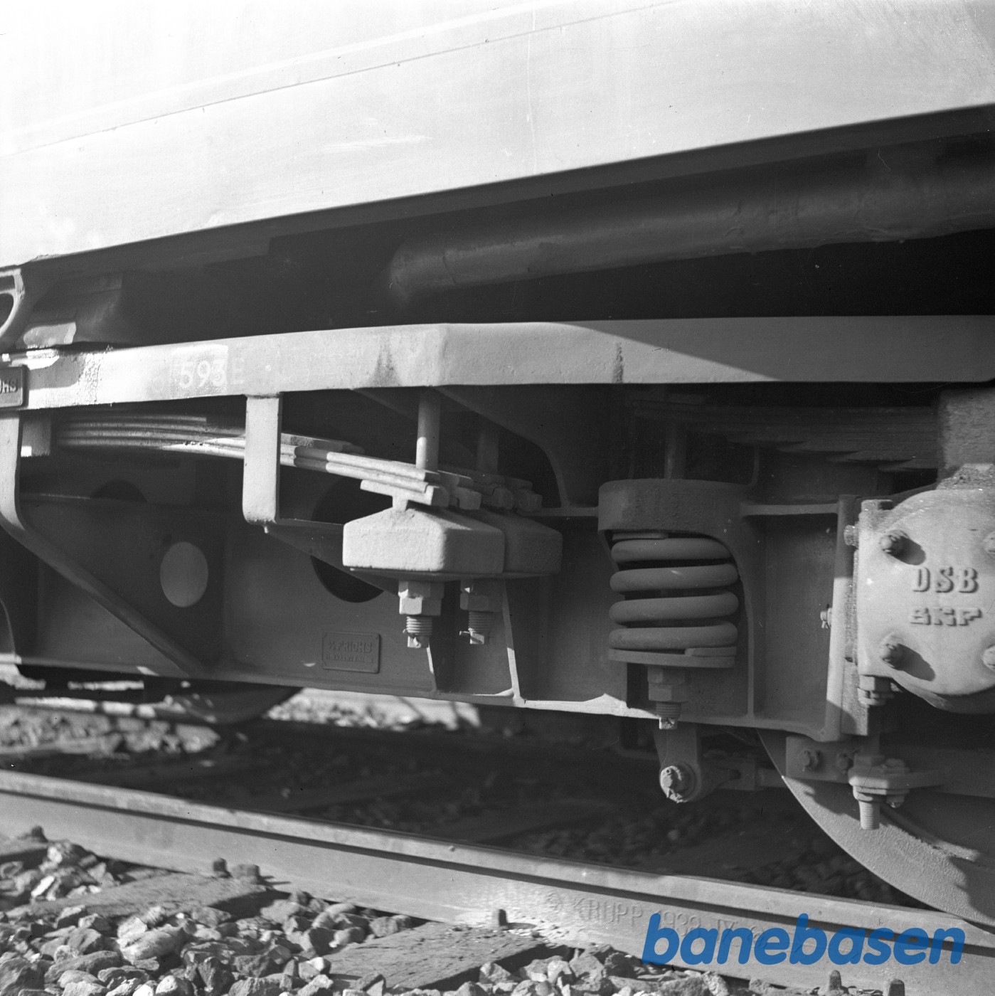 Motorvogn MO 593. Bogiedetaljer Motorvogn MO 593. Bogiedetaljer