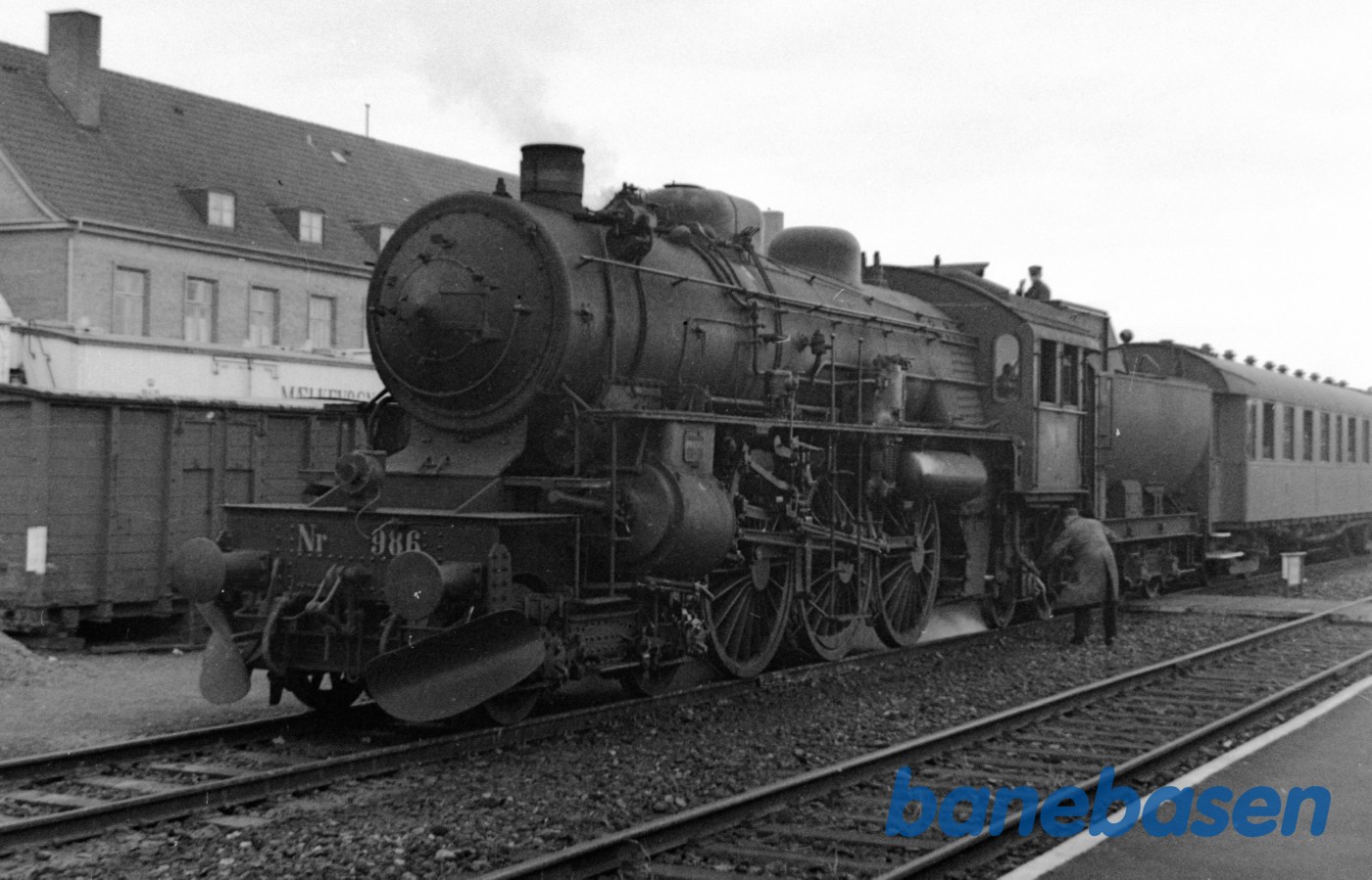 Damplokomotiv E 986 på Næstved station Damplokomotiv E 986 på Næstved station