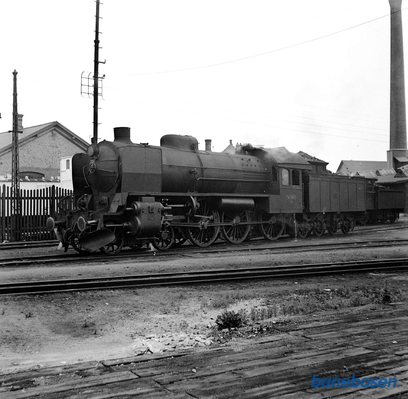 Damplokomotiv R 934 ved maskindepotet i Nyborg