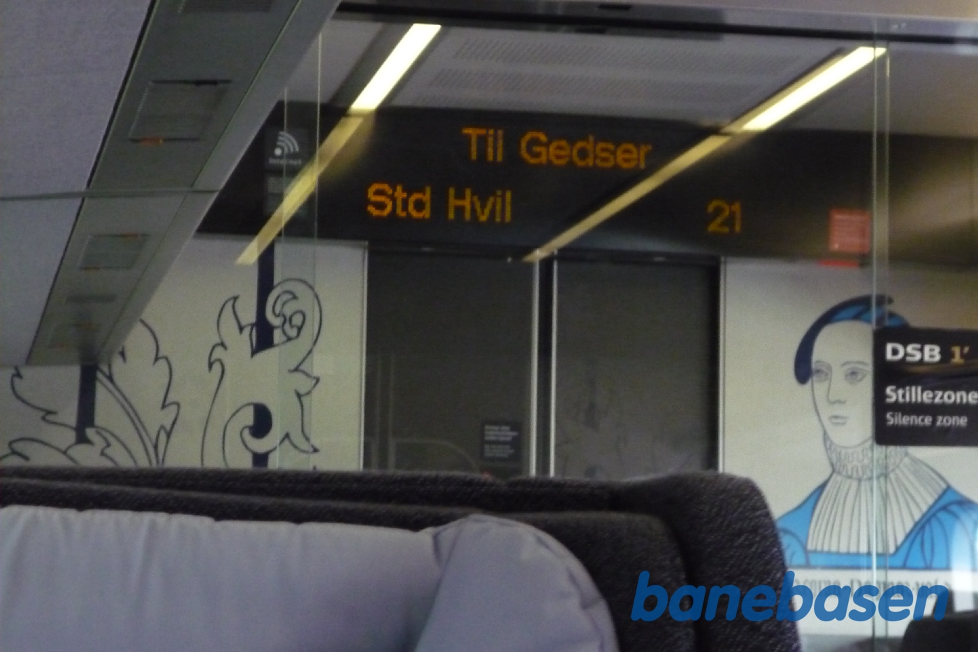 Mf tog til Gedser. Interiør fra toget Mf tog til Gedser. Interiør fra toget