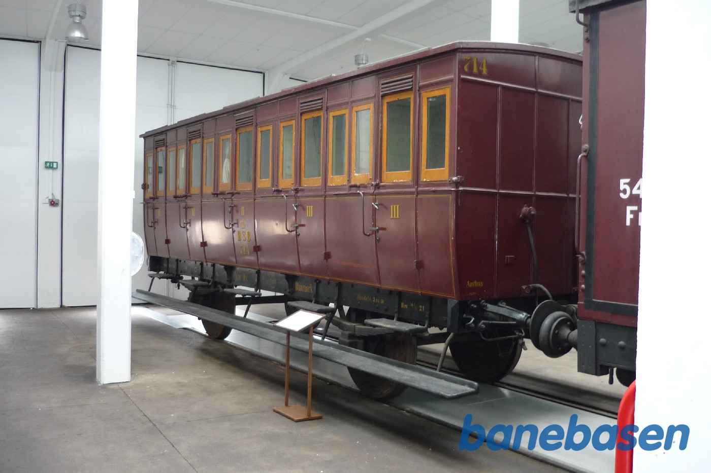 Danmarks Jernbanemuseeum. Kupevogn 714 i udstillingen Danmarks Jernbanemuseeum. Kupevogn 714 i udstillingen