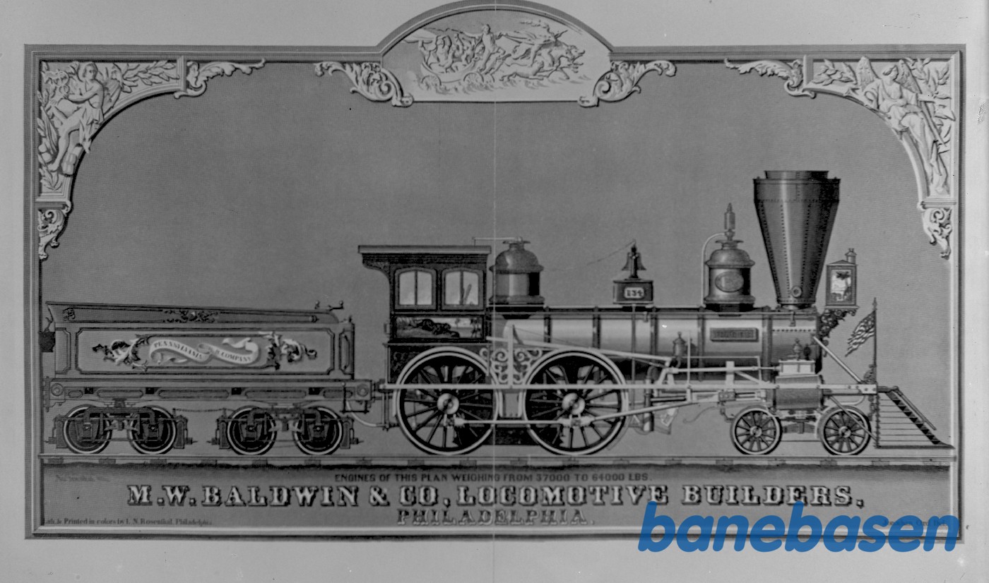 Tegning af damplokomotiv fra Pennsylvania R.R. Company Tegning af damplokomotiv fra Pennsylvania R.R. Company
