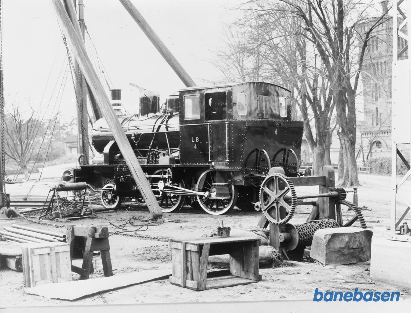 Fabriksfoto af damplokomotiv nr. 4 til Langelandsbanen