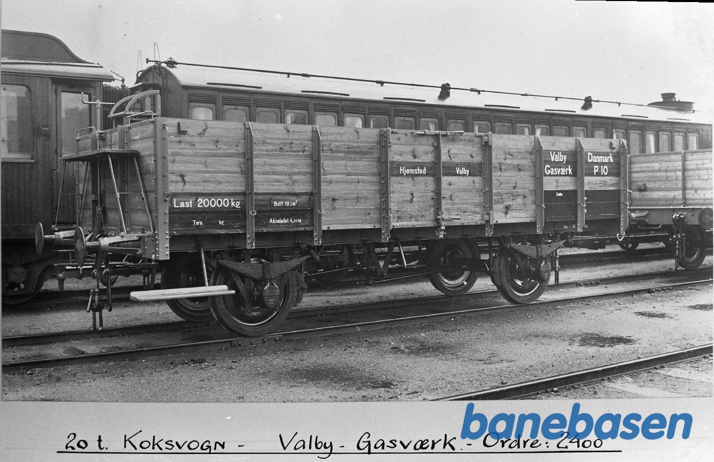 Valby Gasværk. Åben godsvogn til kokstransport Valby Gasværk. Åben godsvogn til kokstransport