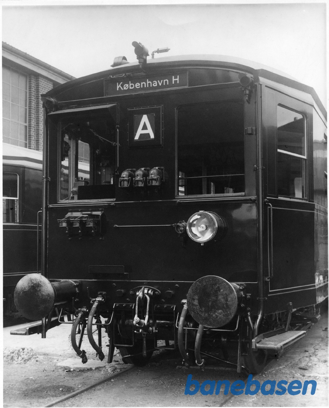Frontbillede af FS-styrevogn med linjebogstav A (ved levering) Frontbillede af FS-styrevogn med linjebogstav A (ved levering)
