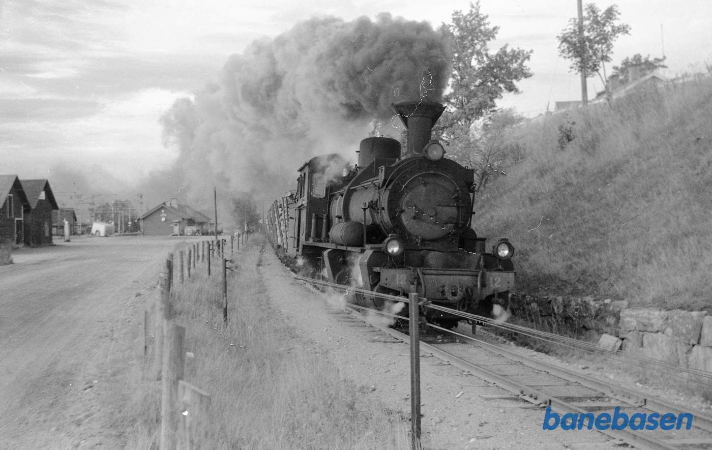 Damplokomotiv nr. 12 med godstog