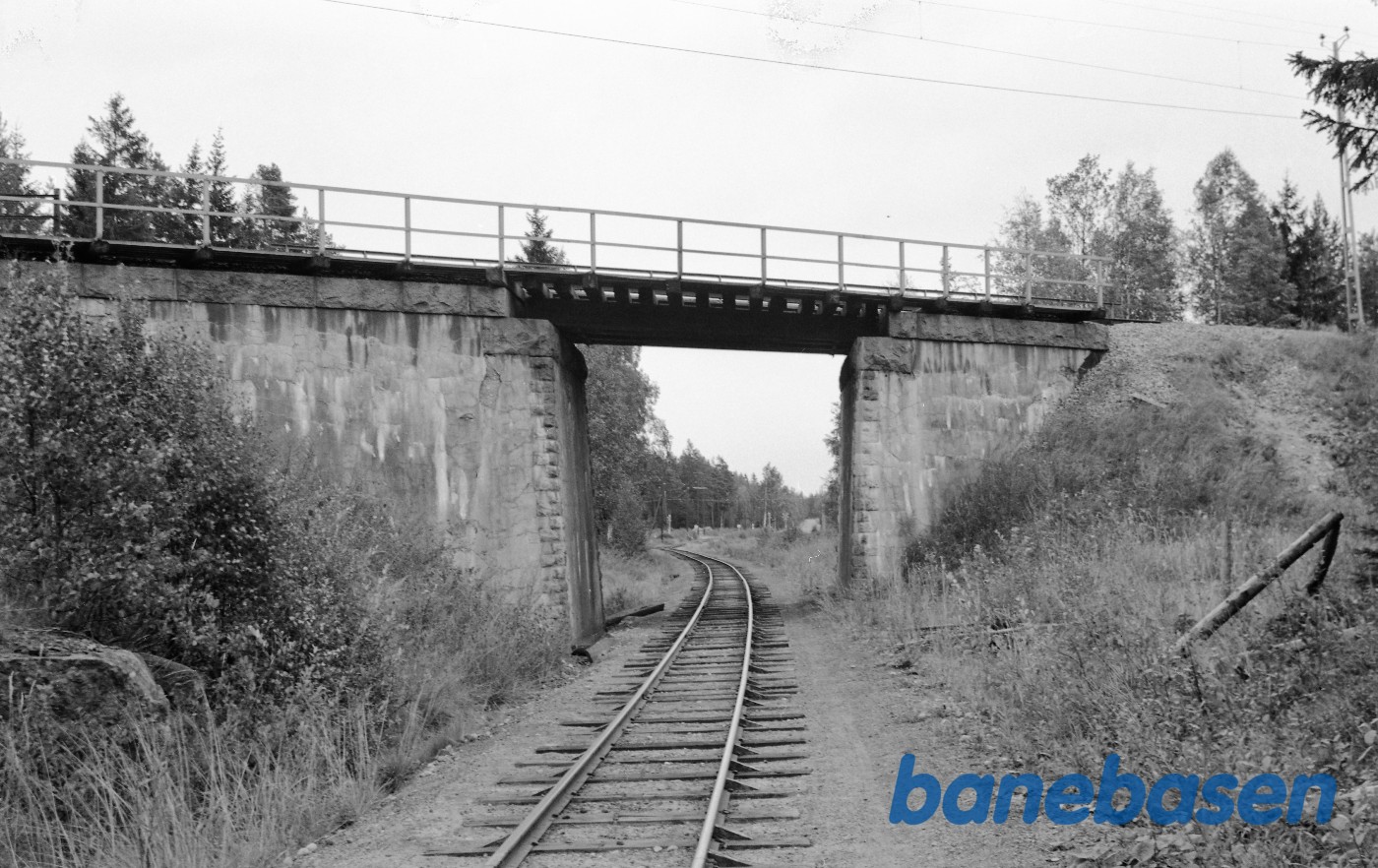 Smalsporet strækning under sporbærende bro Smalsporet strækning under sporbærende bro