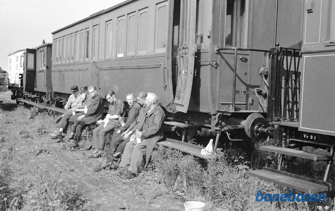 Pinseholdet : fra højre Hans Jensen, Poul Johansen, Robert Jørgensen, Bent Jacobsen, Mogens Bruun