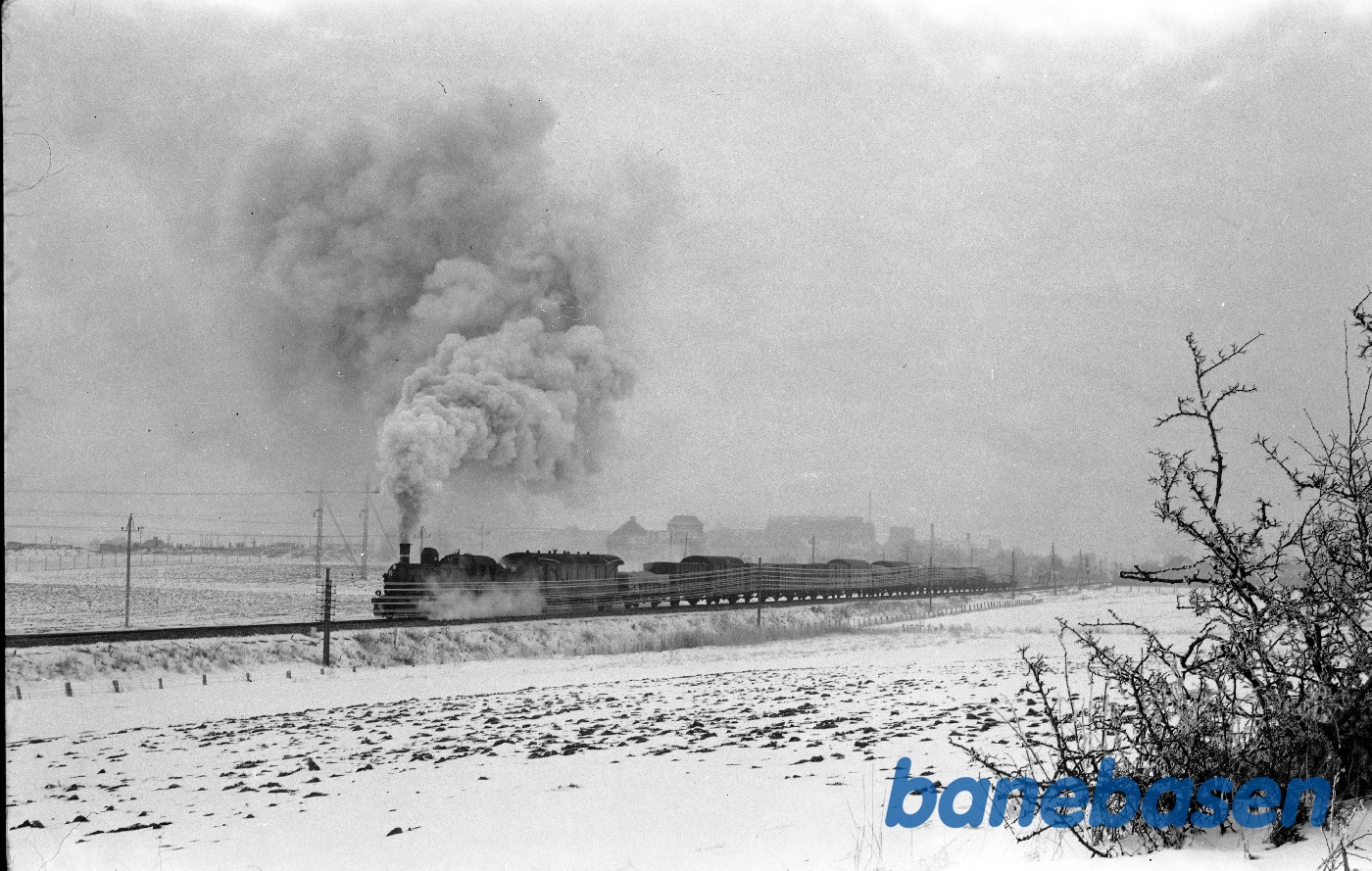 Damplokomotiv D 830 med godstog Damplokomotiv D 830 med godstog