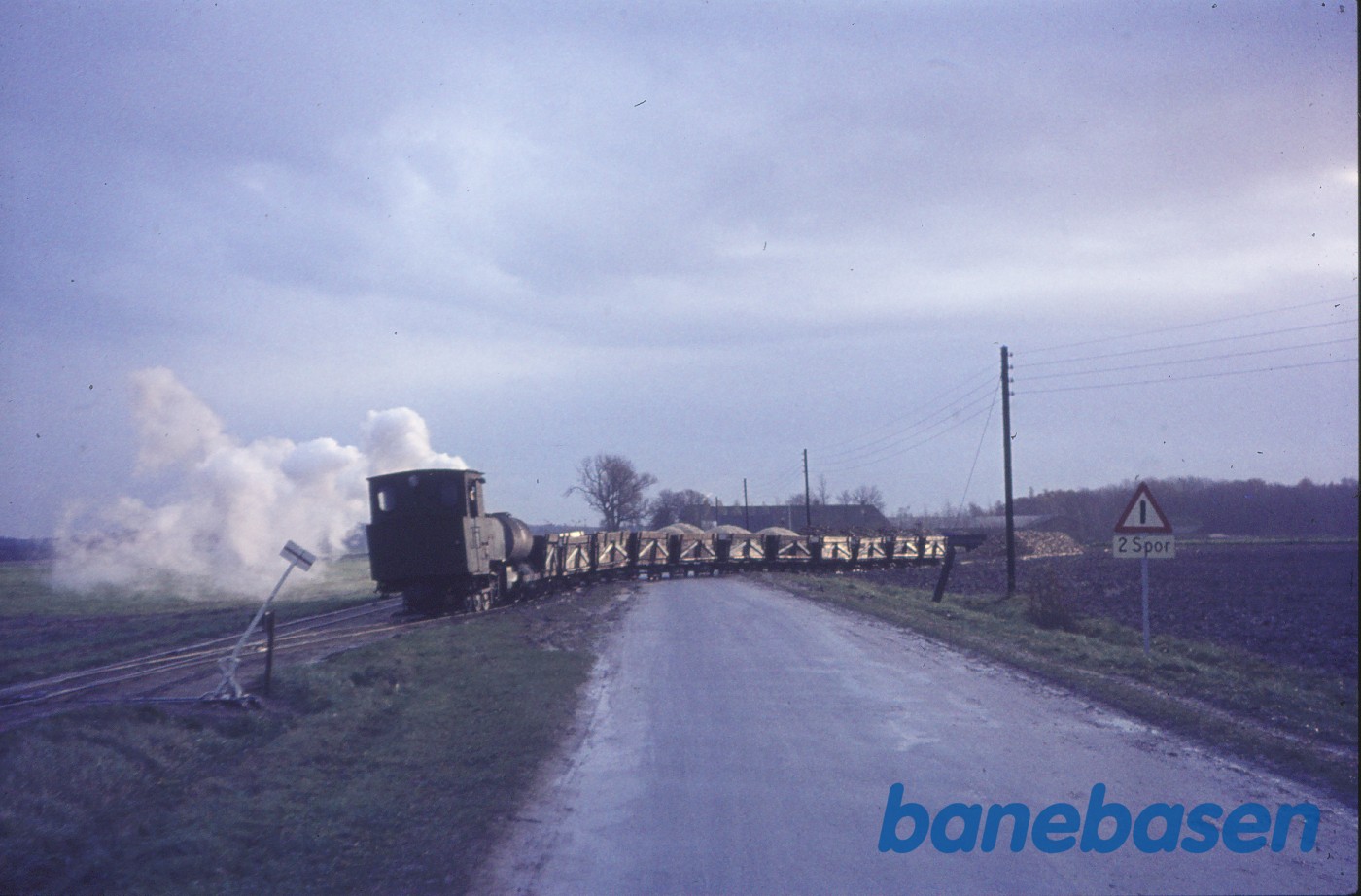 Damplokomotiv rangerer med vogne et sted på linjen Damplokomotiv rangerer med vogne et sted på linjen