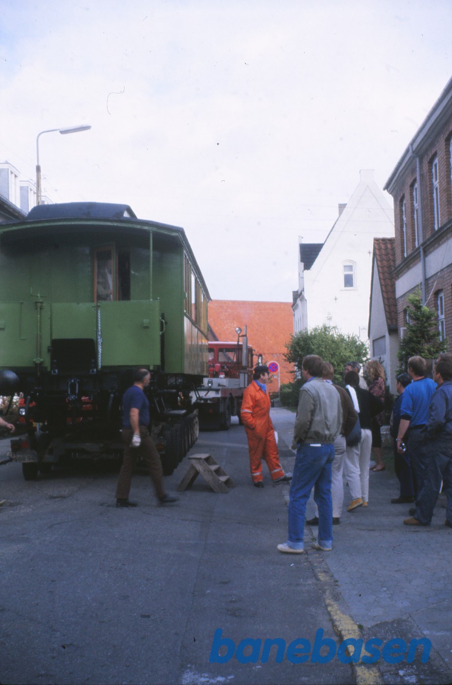 Personvogn KSB A 6 på vognbjørn i Murergade, efter istandsættelse hos kommunens værksted Personvogn KSB A 6 på vognbjørn i Murergade, efter istandsættelse hos kommunens værksted