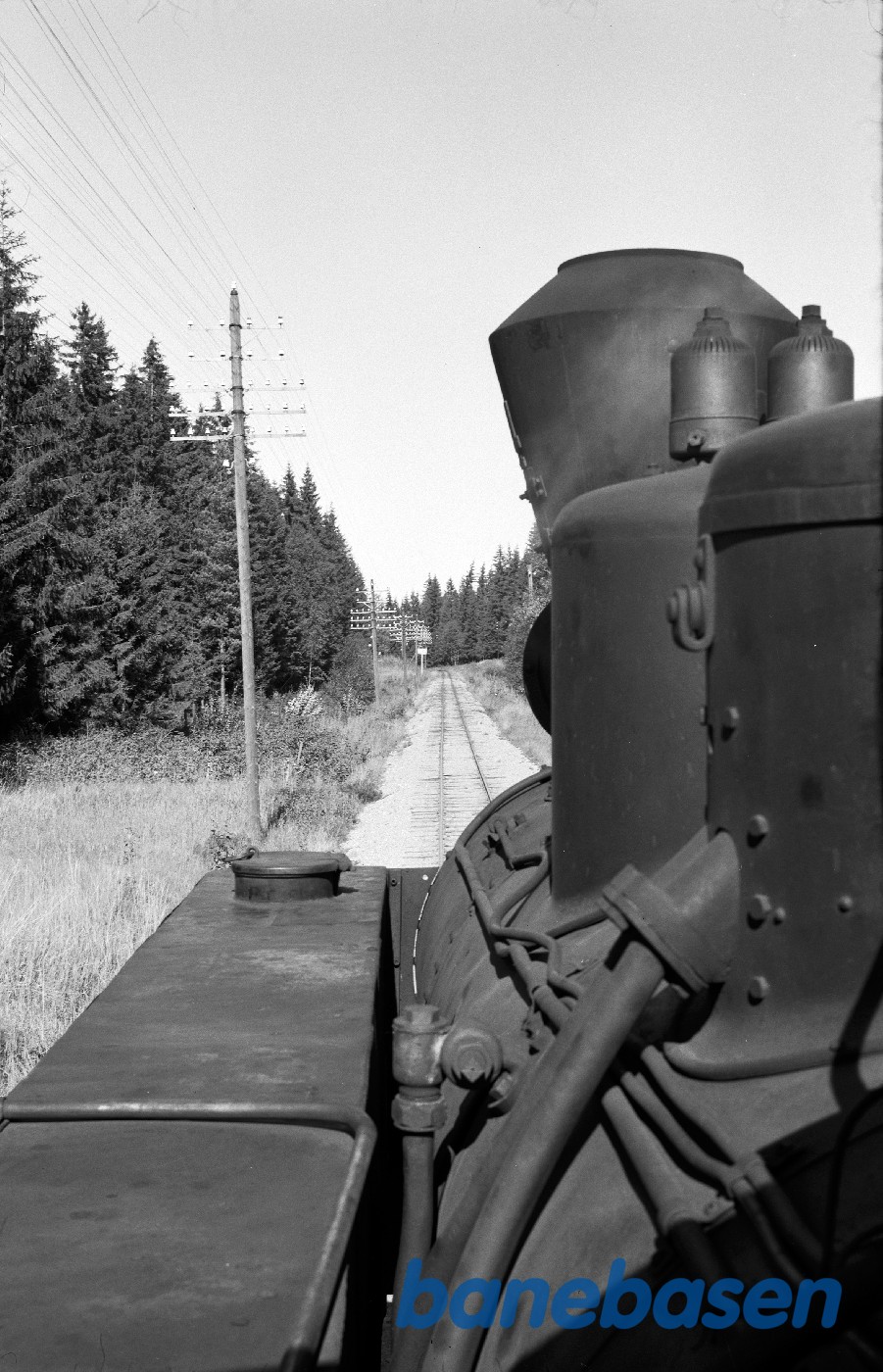 Vue fra fyrbøderens plads på damplokomotiv nr. 4 Vue fra fyrbøderens plads på damplokomotiv nr. 4