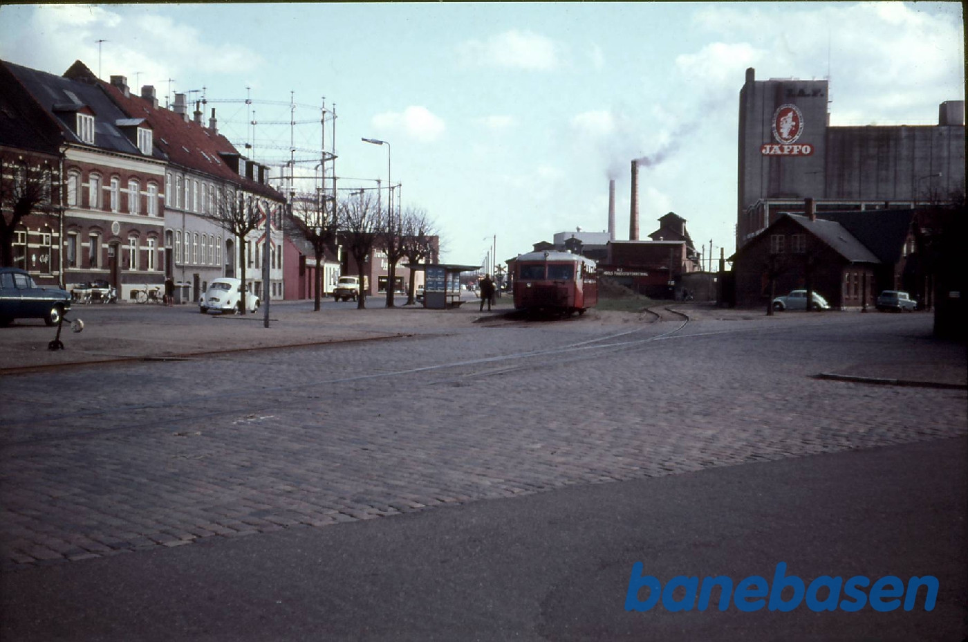 Skinnebus på vej over havnen i Horsens mod Odder Skinnebus på vej over havnen i Horsens mod Odder