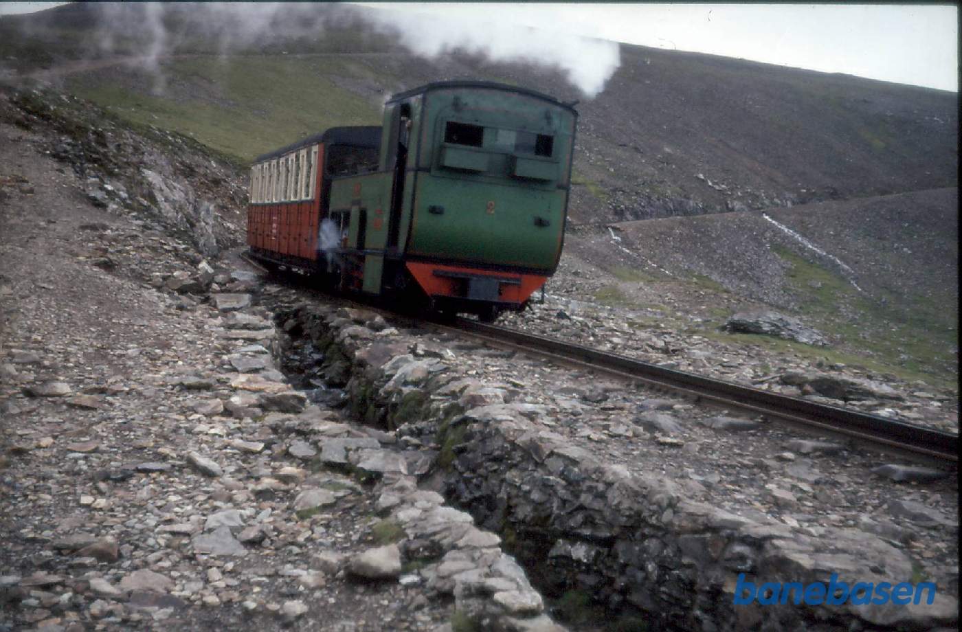 Smalsporsbaner i Wales. Tog på vej ned