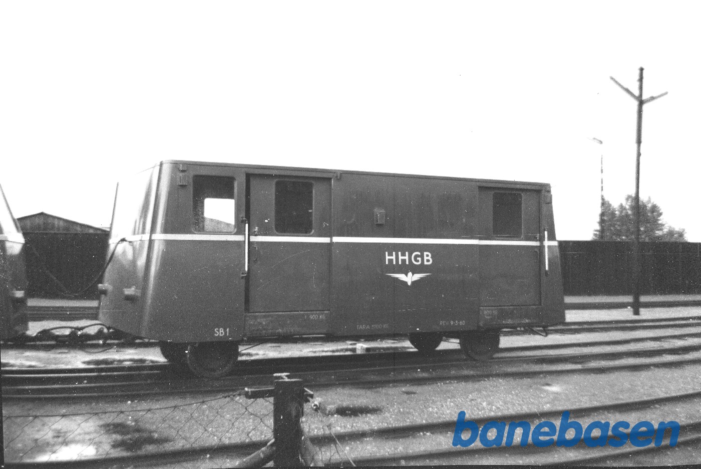 Skinnebus-bagagevogn HHGB SB 1 på Grønnehave station Skinnebus-bagagevogn HHGB SB 1 på Grønnehave station