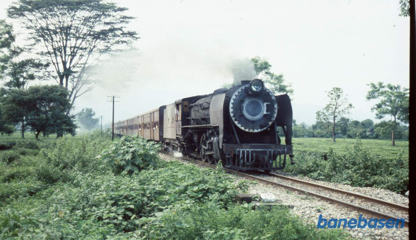 Damplokomotiv med persontog lige udenfor Siliguri