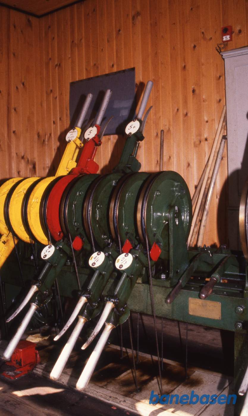 Betjeningshåndtagene for wire trækket til signaler og sporskifter Betjeningshåndtagene for wire trækket til signaler og sporskifter