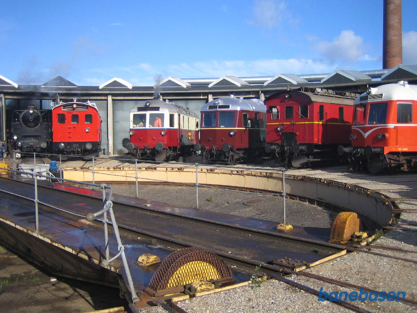 Lokomotiverne ved at blive stillet op ved drejeskiven