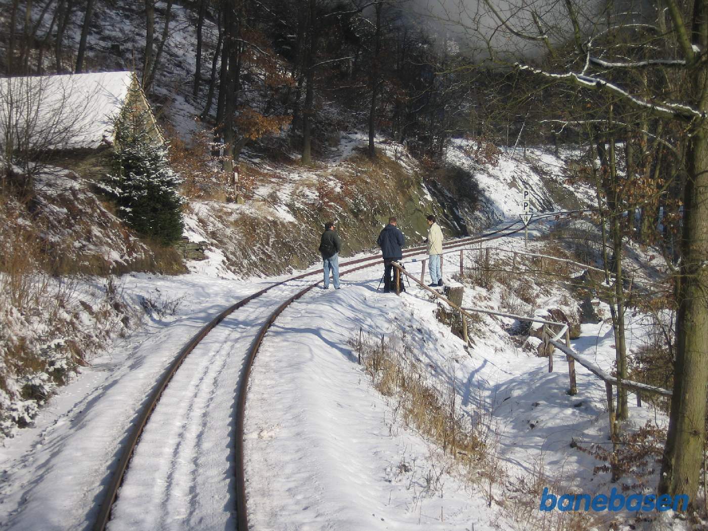 Selketal banens strækningsspor set fra bagerste endeperron et sted mellem Mägdesprung og Alexisbad