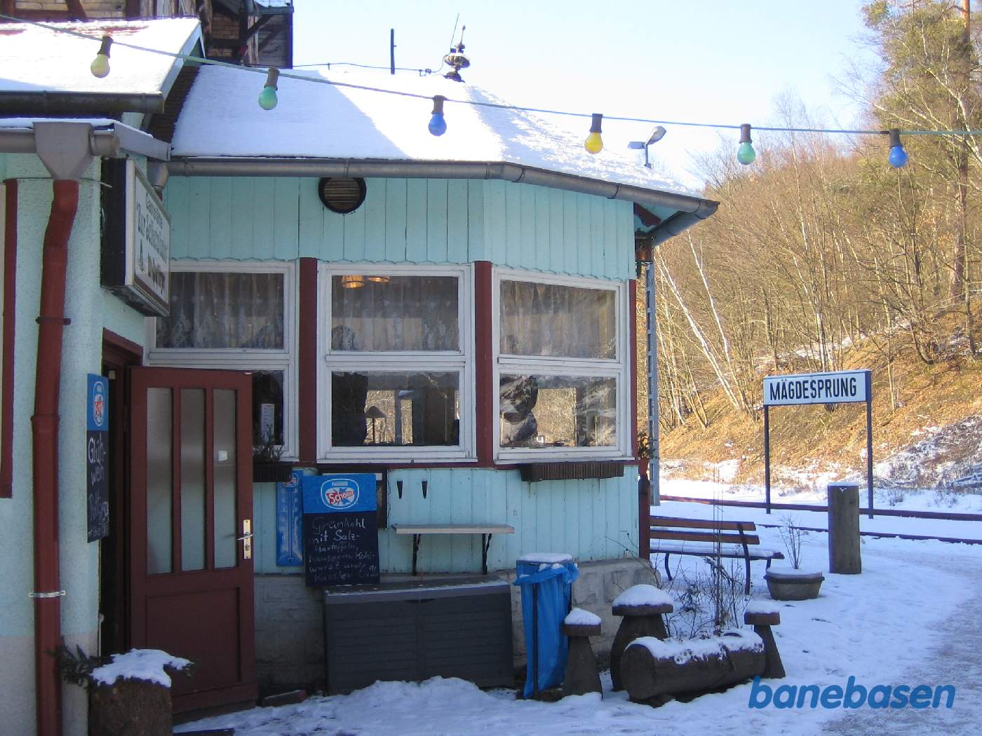 Indgangen til jernbanerestauranten