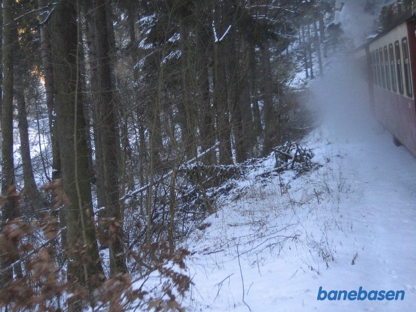 Selketal banens strækningsspor set fra bagerste endeperron et sted mellem Alexisbad og Harzgerode