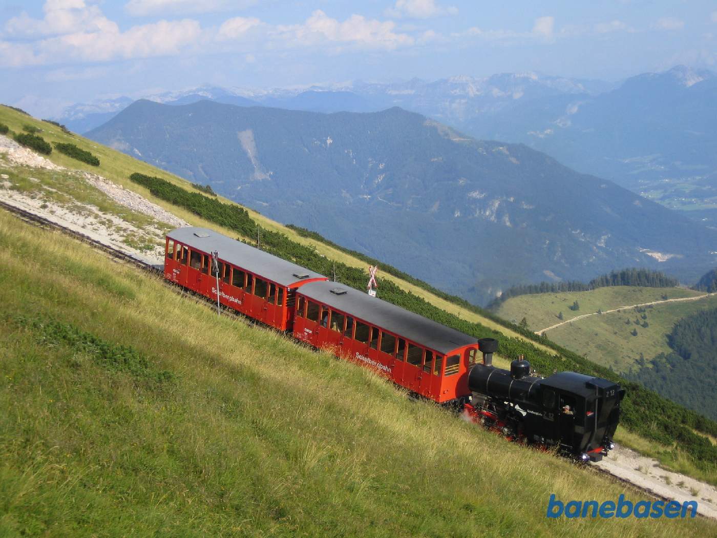 Damptog på vej op ad bjerget, fotograferet umiddelbart før sneoverdækningen