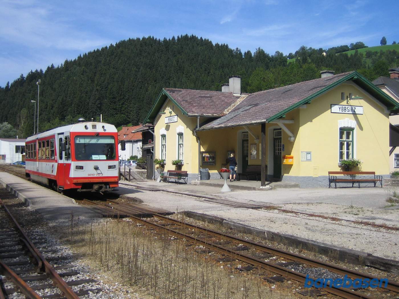 Stationsbygningen set fra banen