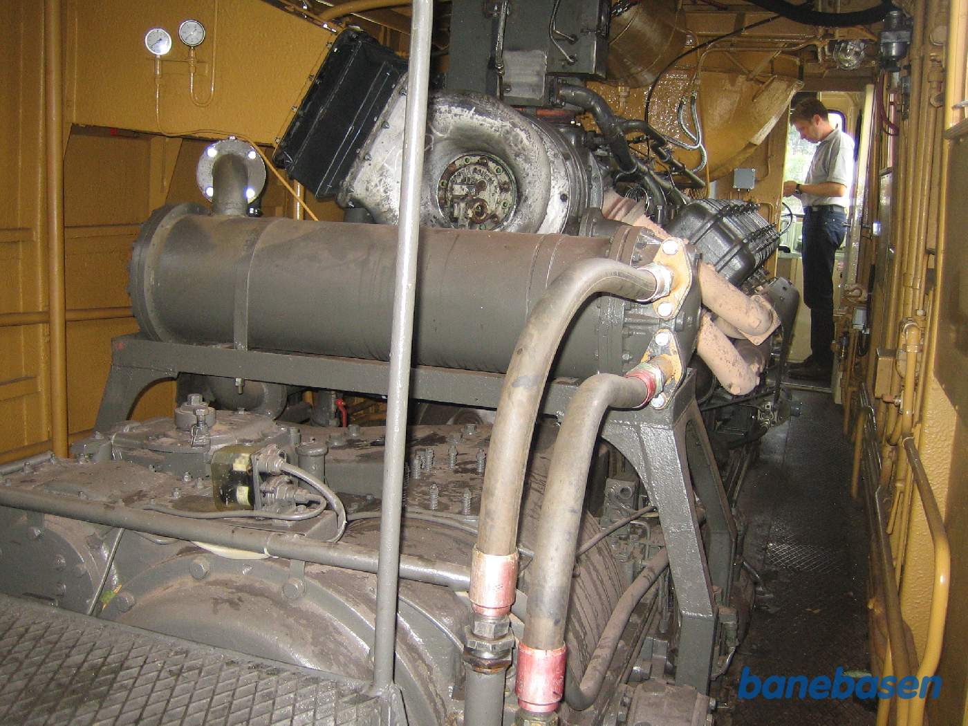 Billede af motoren i diesellokomotivet