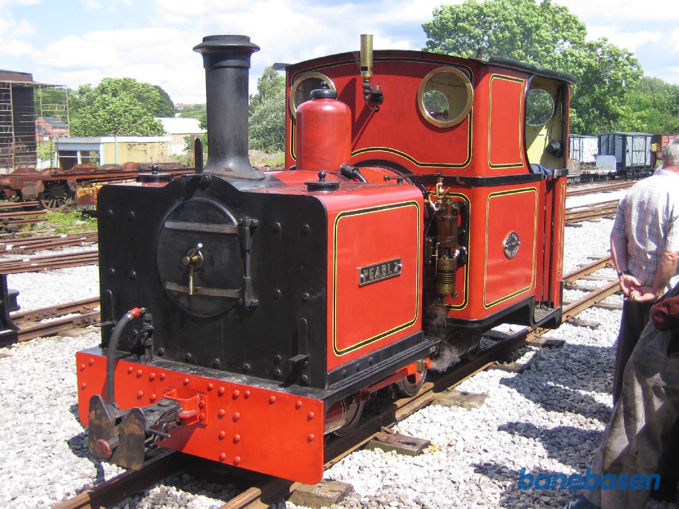 Nærbillede af et af damplokomotiverne