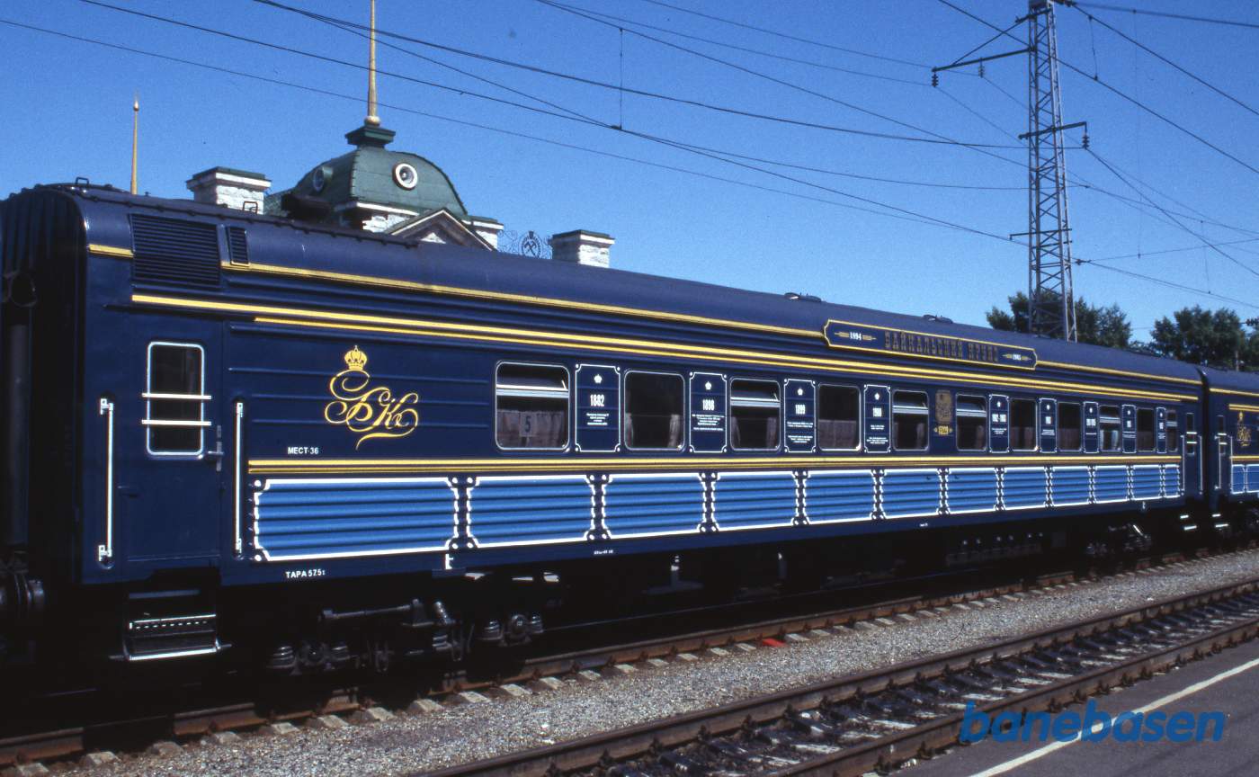 En af de flotte blå vogne i toget Baikalski Cruise