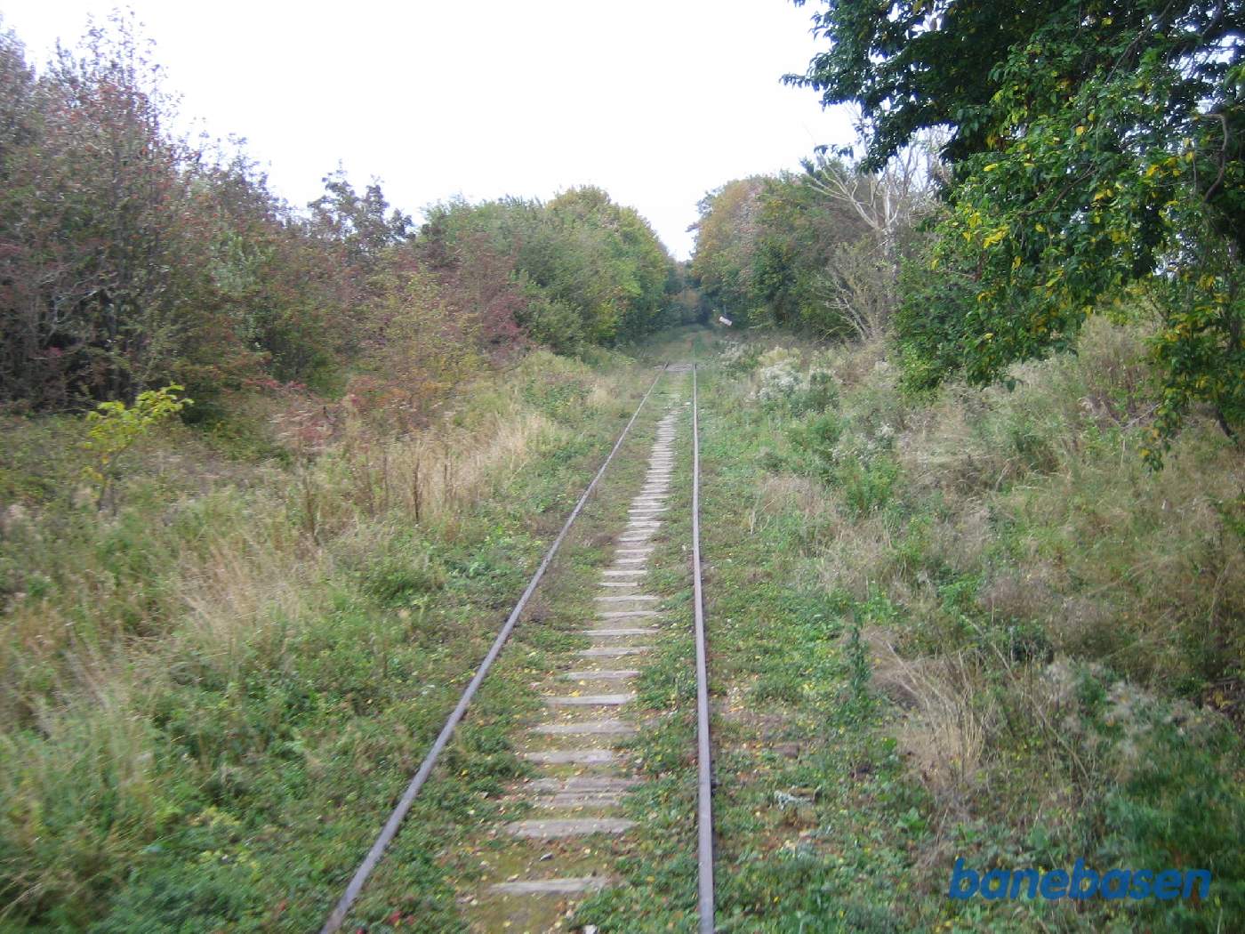 Vi er på strækningen mellem Gørlev og Høng lige efter broen over Mosevej. 1200 meter afstandsmærket til I-signalet i Høng ses lidt længere fremme