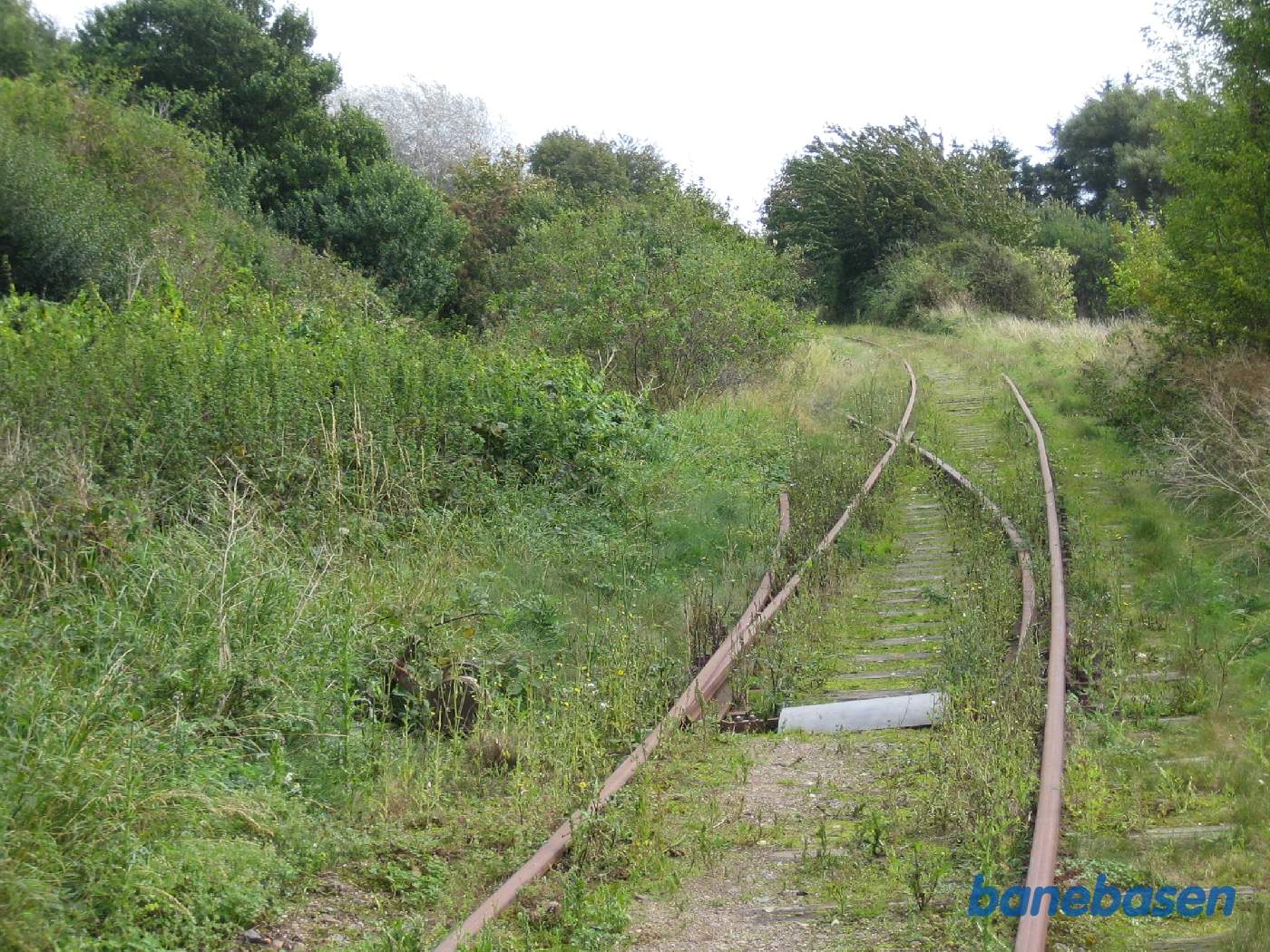 Nærbillede af sporskiftet til sidesporet