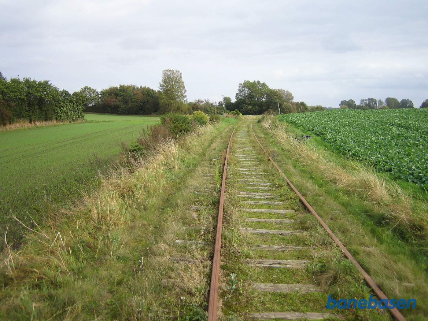 Et vue ud langs strækningen i retning mod Tommerup