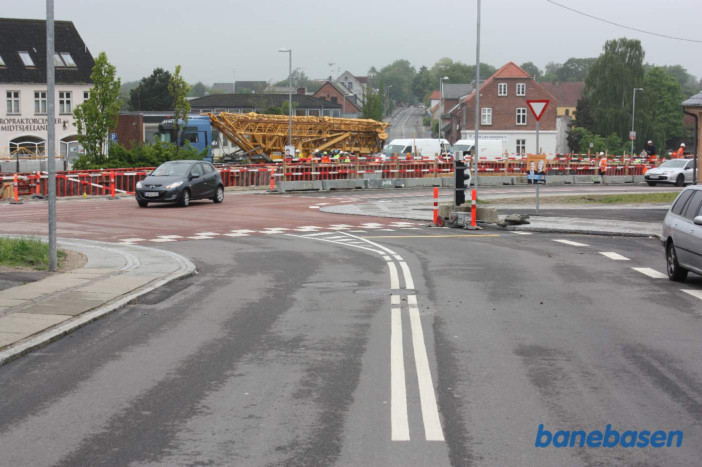 Et billede ned over, hvor den gamle overkørsel i Tølløse var Et billede ned over, hvor den gamle overkørsel i Tølløse var