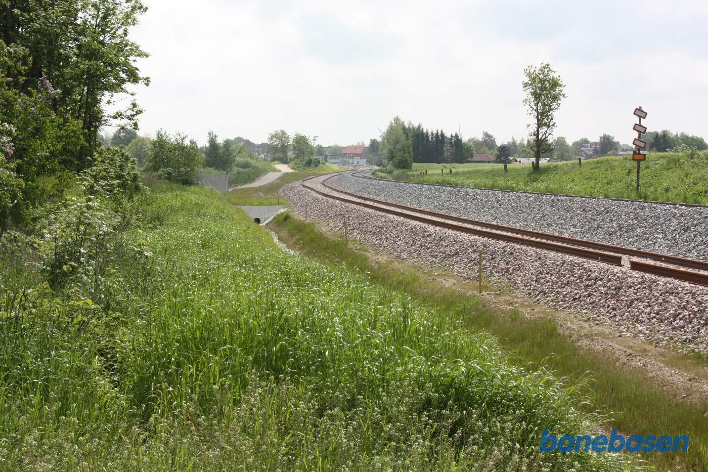 Vi er nu 400 meter fra I-signalet og kigger ind mod Tølløse station Vi er nu 400 meter fra I-signalet og kigger ind mod Tølløse station