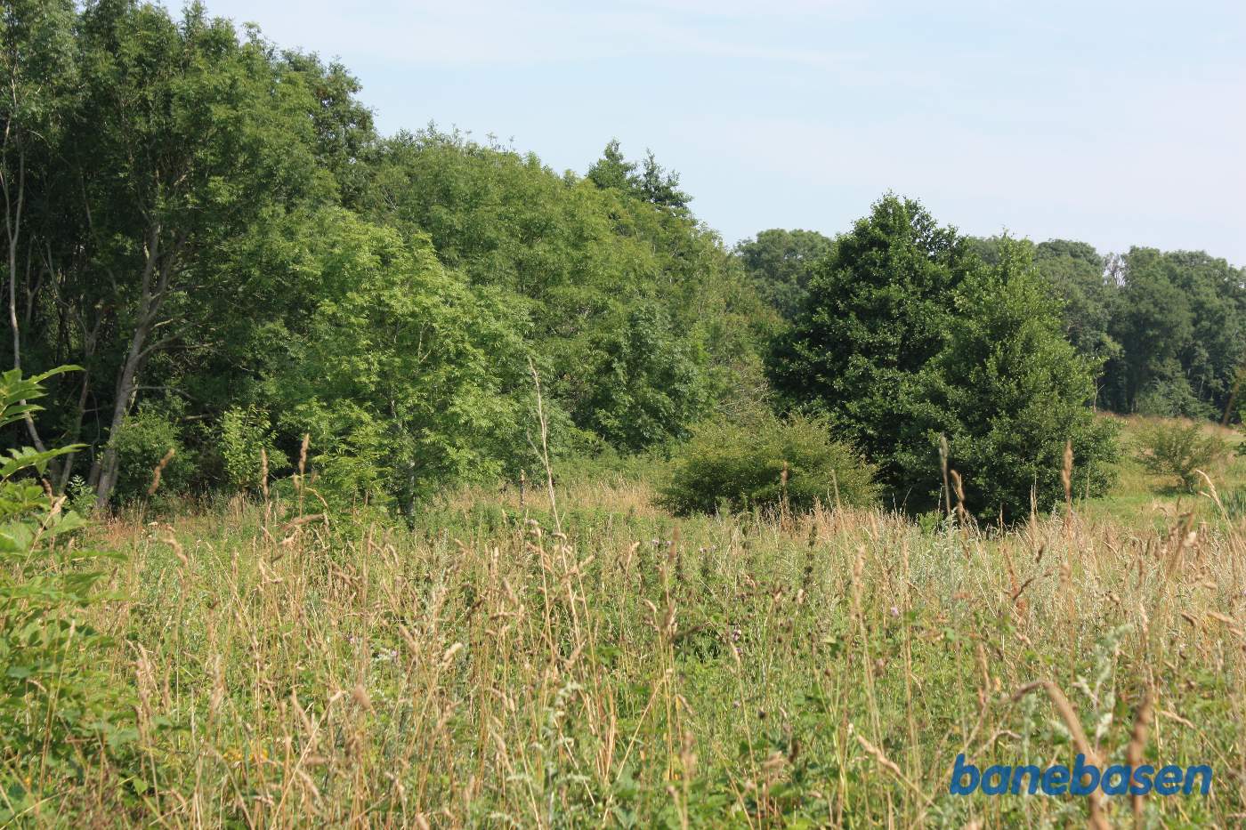 Banen gik bagom gården og vi kigger i retning mod Rønne Banen gik bagom gården og vi kigger i retning mod Rønne