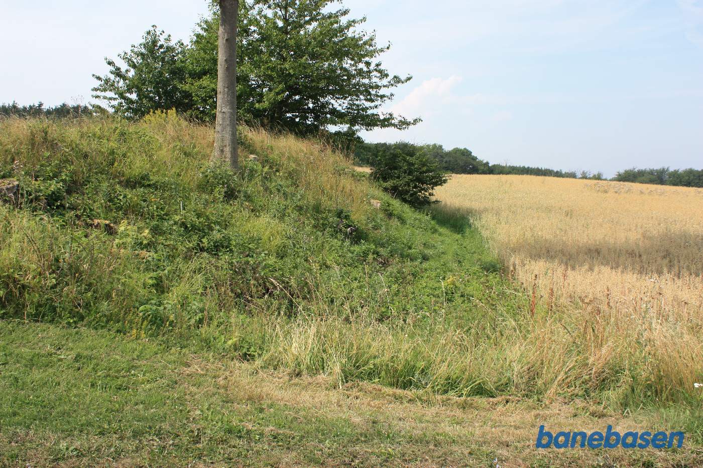 Vi står på vejen og kigger på banedæmningen i retning mod Sandvig Vi står på vejen og kigger på banedæmningen i retning mod Sandvig