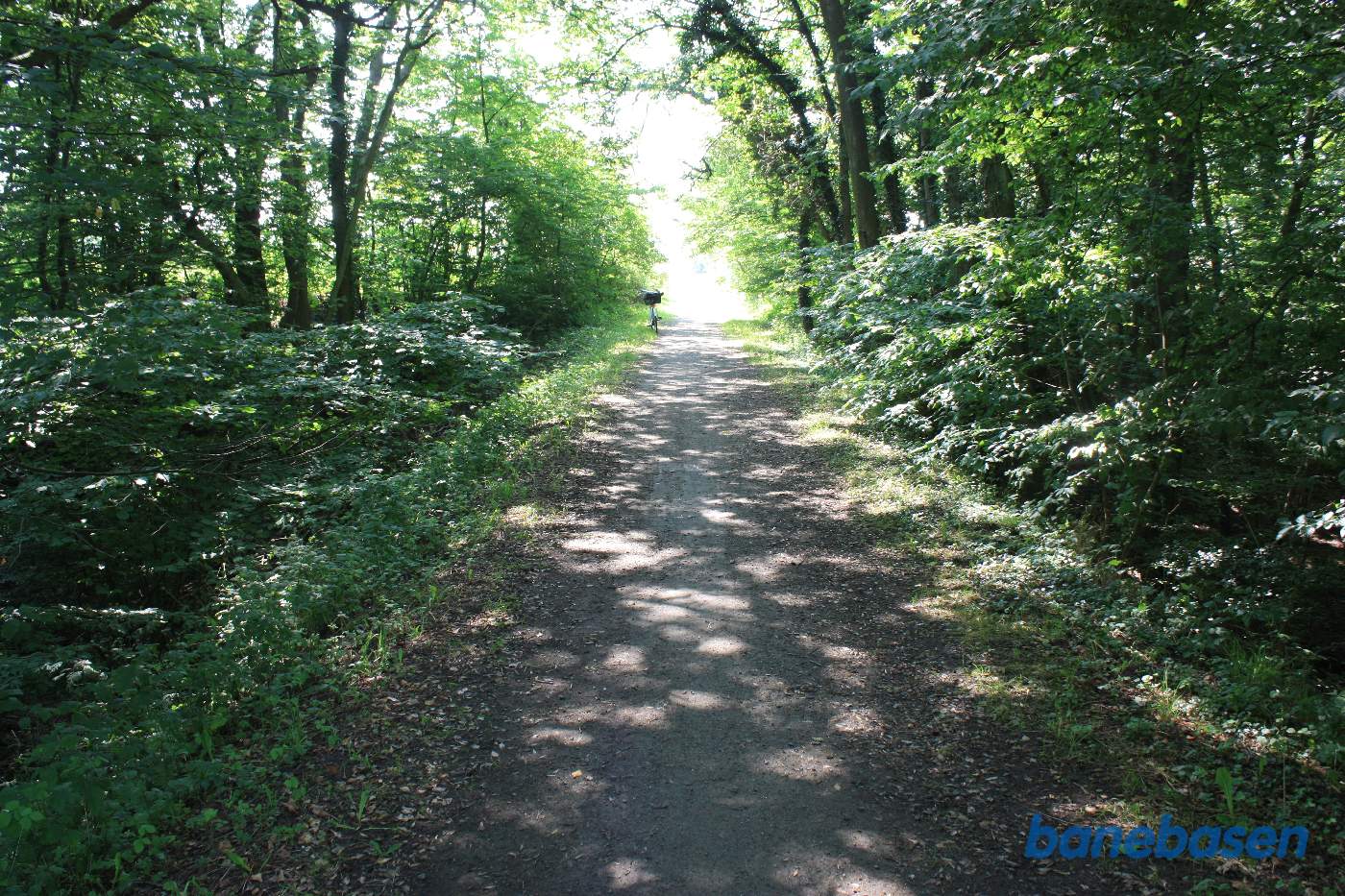 Vi står på banedæmningen ved Bakkebækken og kigger mod Rønne Vi står på banedæmningen ved Bakkebækken og kigger mod Rønne