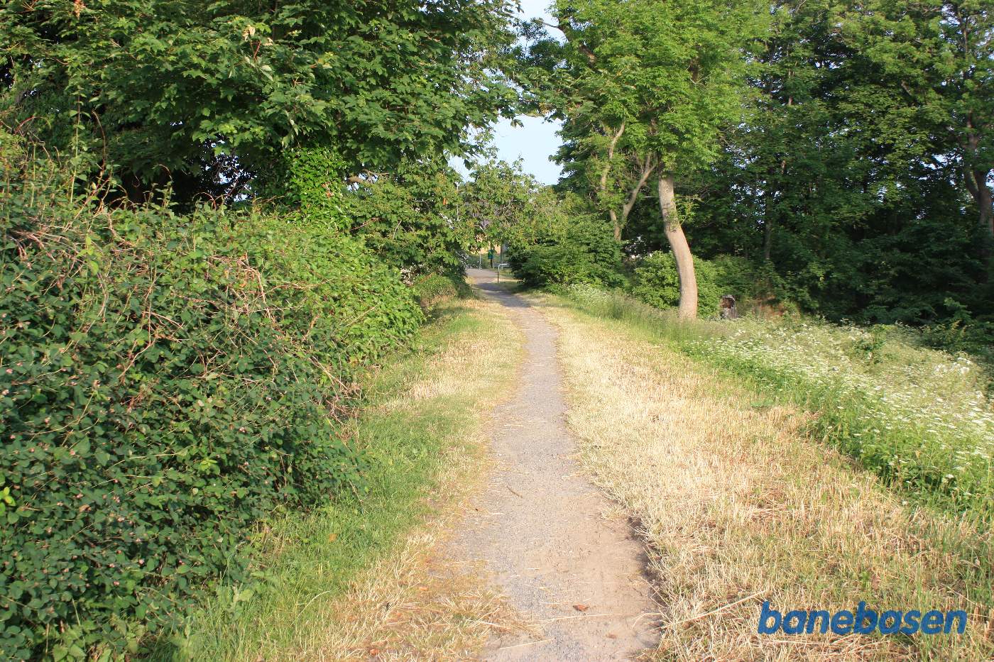 Vi er på banestien og kigger mod havnen
