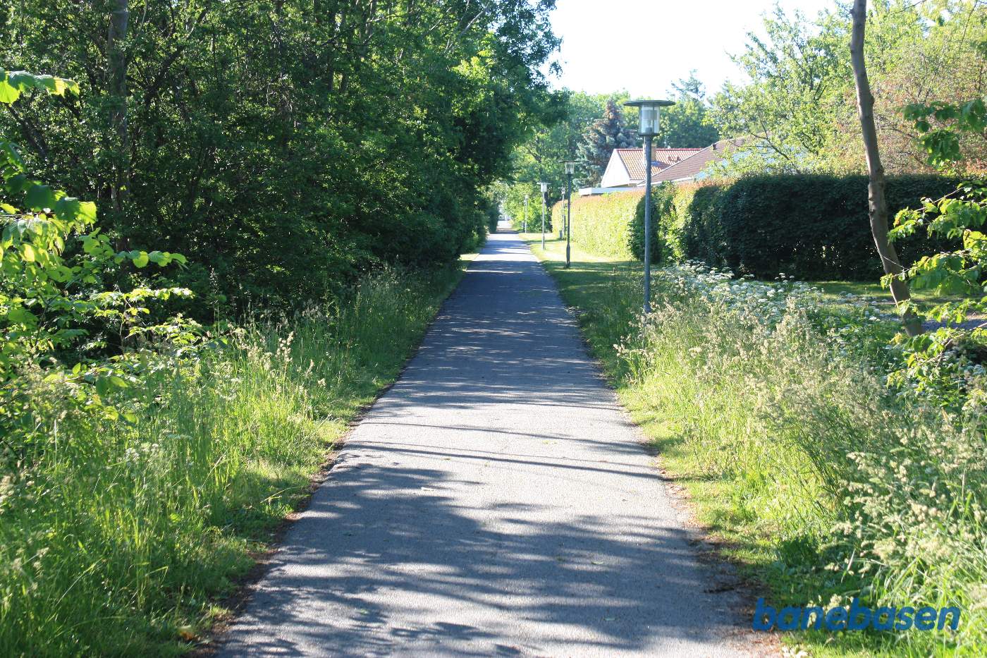 Vi er på banestien og kigger mod Sandvig Vi er på banestien og kigger mod Sandvig