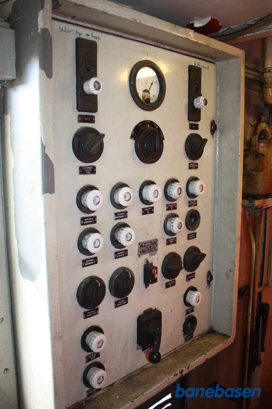 Hovedtavlen med sikringer og afbrydere Hovedtavlen med sikringer og afbrydere