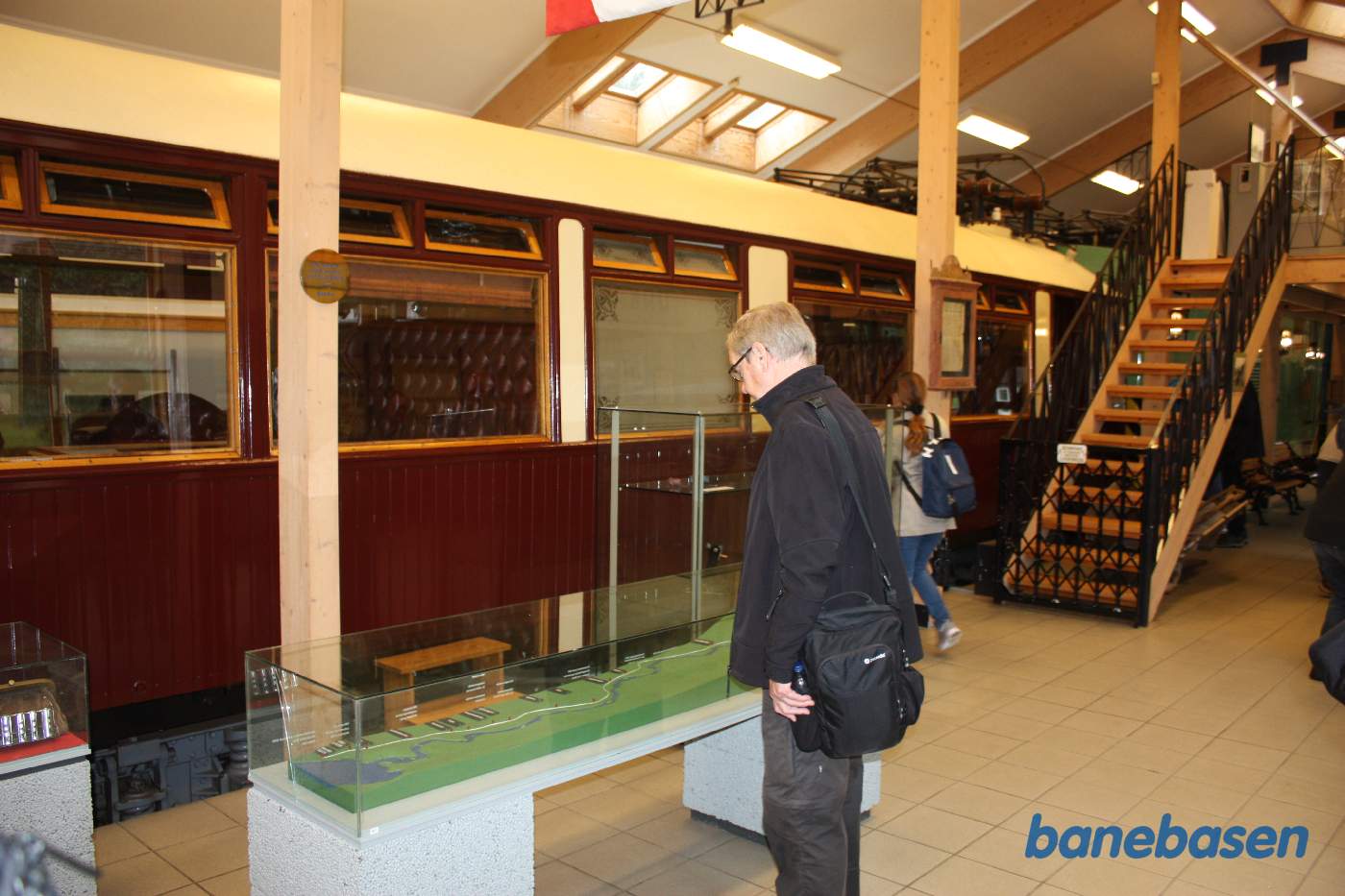 En model der viser banens forløb herfra og ned til udskibningshavnen